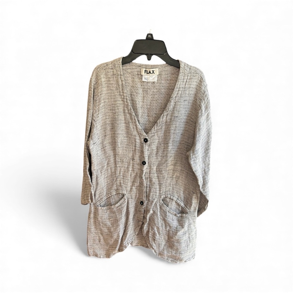 FLAX black/white marled linen jacket Sz S